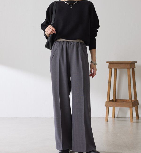  「ラメストライプゴムベルトパンツ」|チノ|