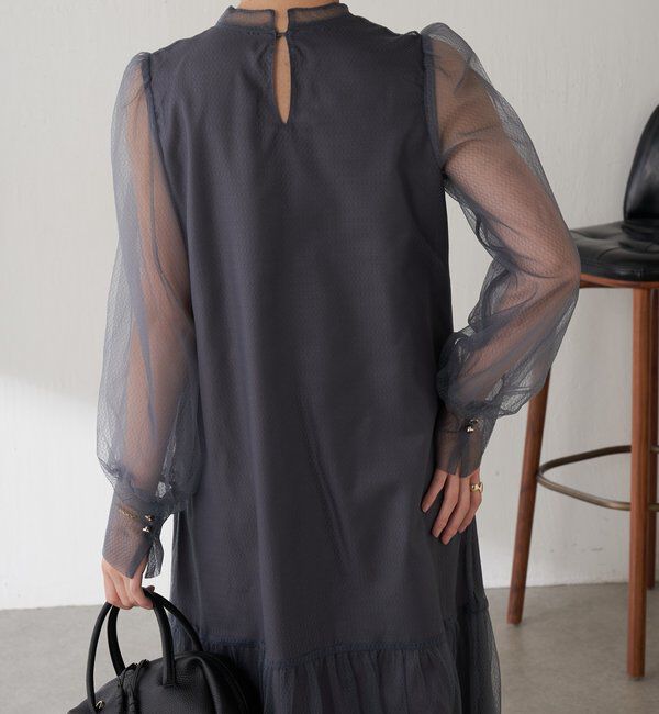  「【オケージョン】柄チュールワンピース」|ワンピース|