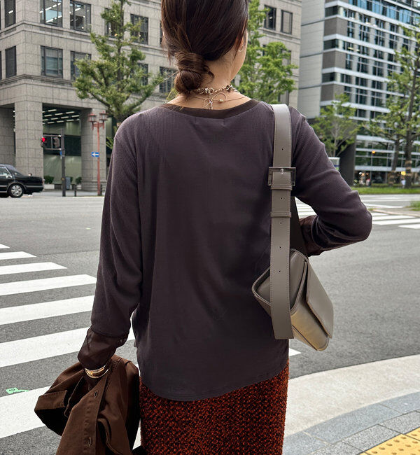  「【柔らかい着心地】袖シアーリブTEE」|Tシャツ・カットソー|