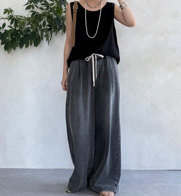  「【新色追加】デニムワイドイージーパンツ」|デニム|