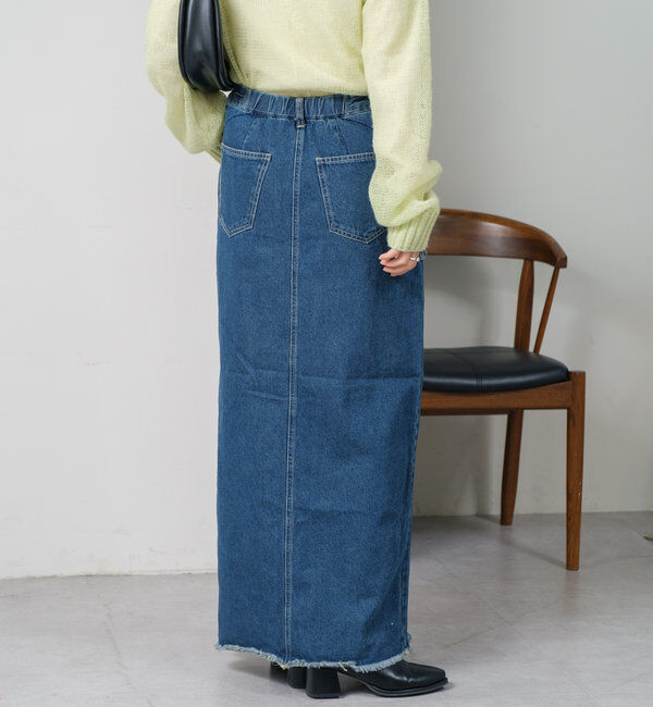  「【2サイズ展開】デニムロングスリットスカート」|スカート|