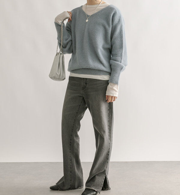 「【全骨格美脚見え！】slit DENIM」|デニム|