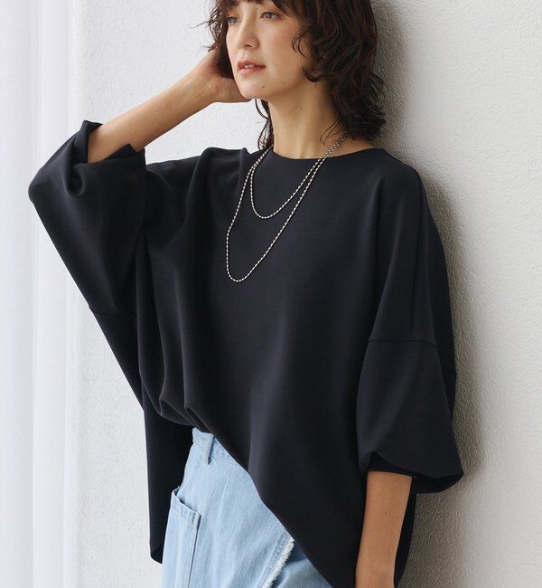  「【楽ちんキレイ】ダンボールポンチョプルオーバー」|Tシャツ・カットソー|ブラック