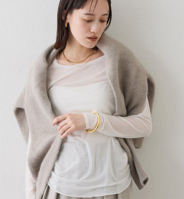  「【リバイバル/やわらかな肌触り】シルクカシミヤブレンドボートT」|Tシャツ・カットソー|ホワイト