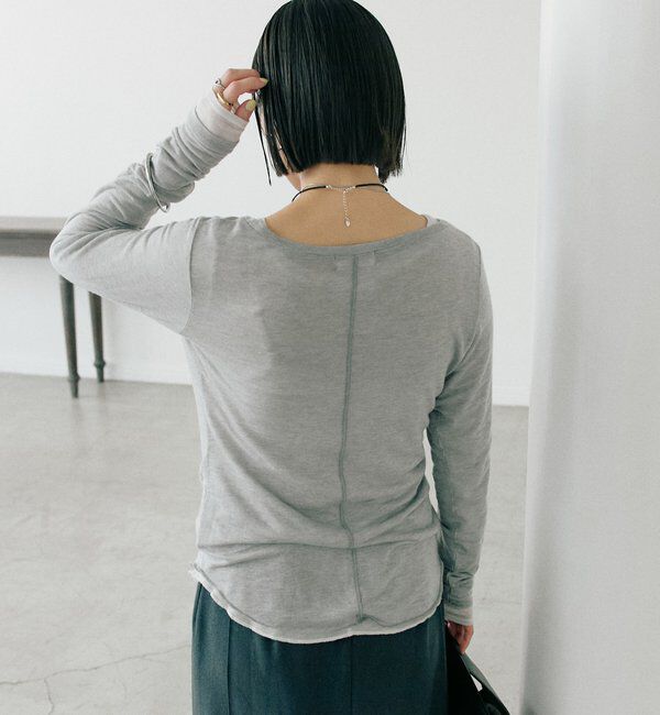  「【リバイバル/やわらかな肌触り】シルクカシミヤブレンドボートT」|Tシャツ・カットソー|