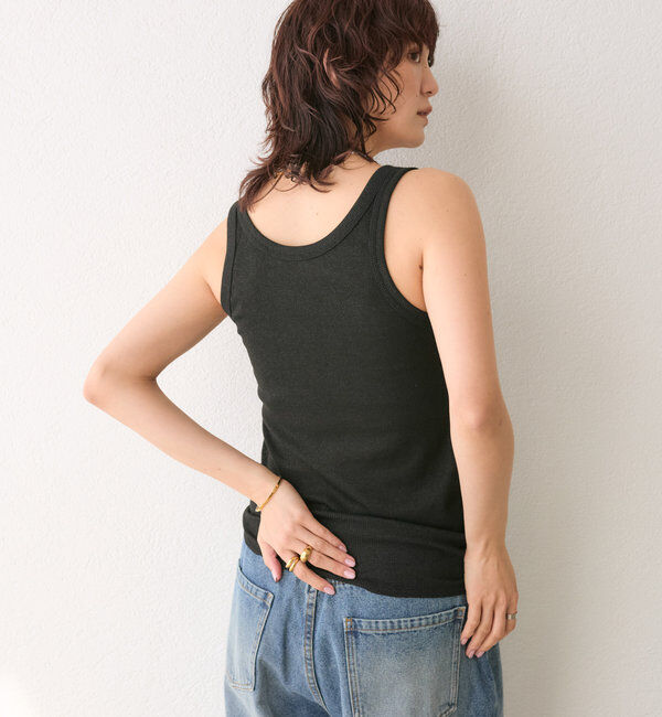  「【コーデのポイントに】ラメリブタンクトップ」|キャミソール|