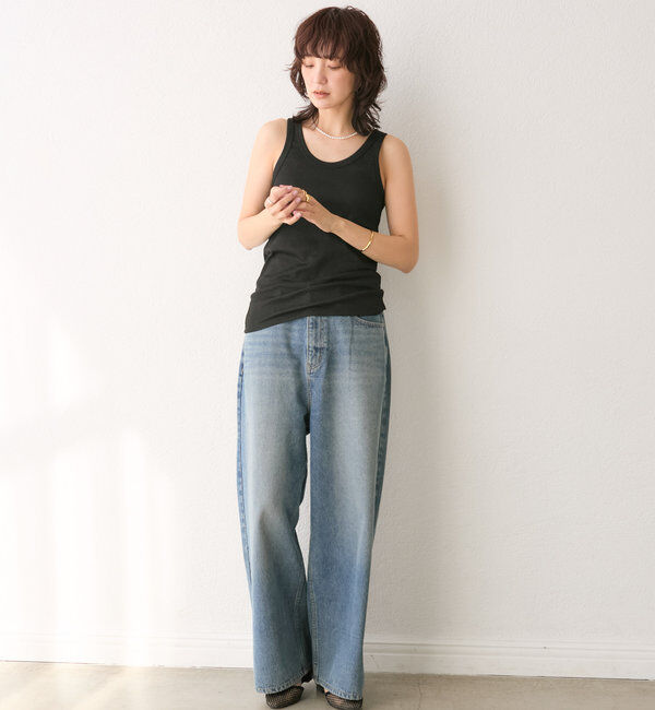  「【コーデのポイントに】ラメリブタンクトップ」|キャミソール|