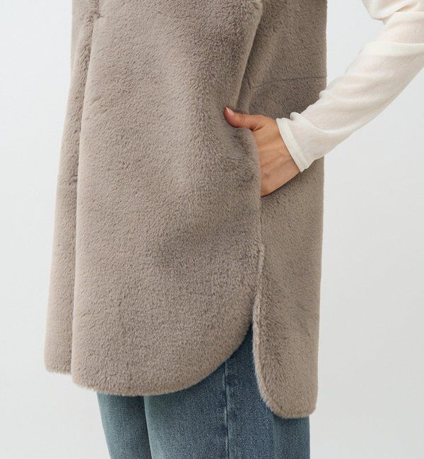  「【シーズンムード高まる】エコファーフードジレ」|ベスト・ジレ|