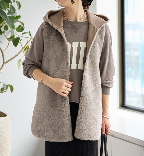  「【シーズンムード高まる】エコファーフードジレ」|ベスト・ジレ|