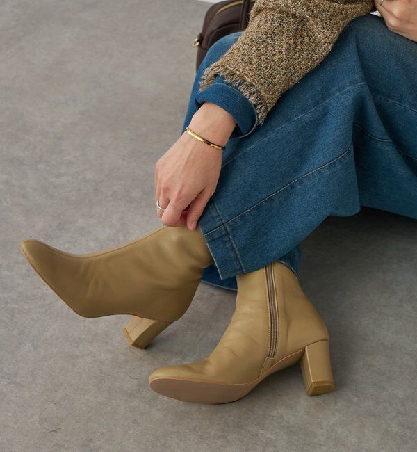  「【安定感◎】ラウンドトゥショートブーツ」|ショートブーツ|ベージュ