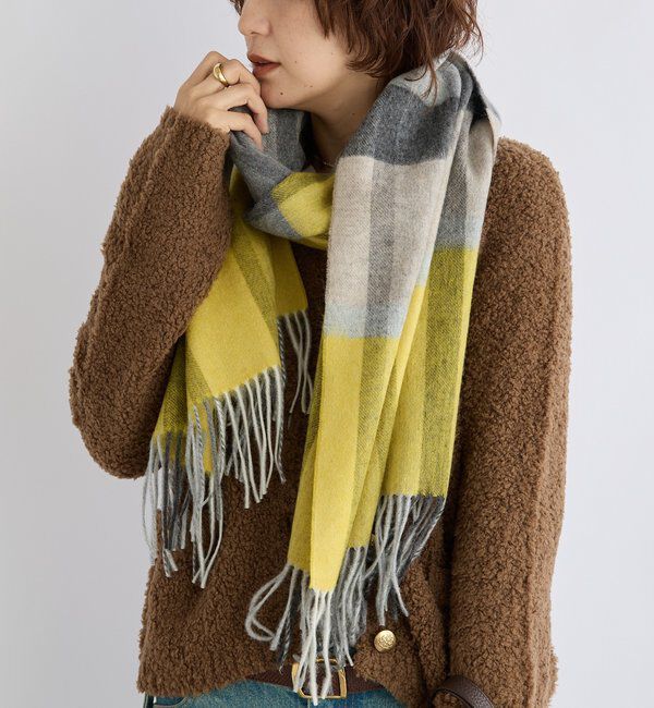  「【秋冬の差し色に】ウールカラーチェックストール」|ストール|
