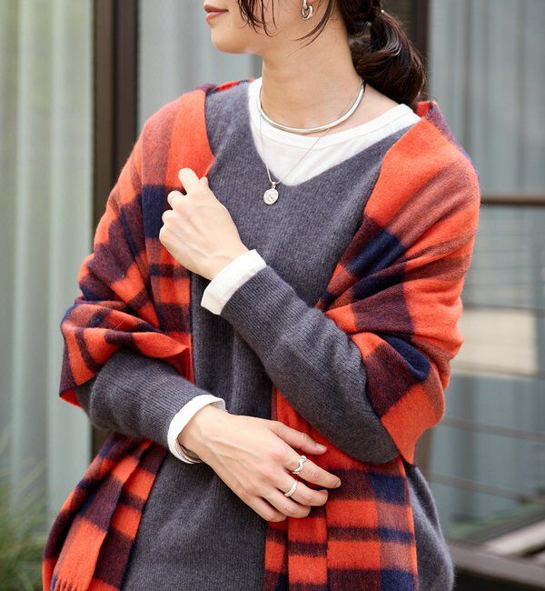  「【秋冬の差し色に】ウールカラーチェックストール」|ストール|
