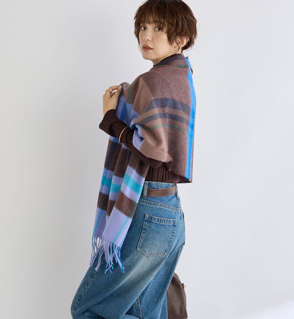  「【秋冬の差し色に】ウールカラーチェックストール」|ストール|