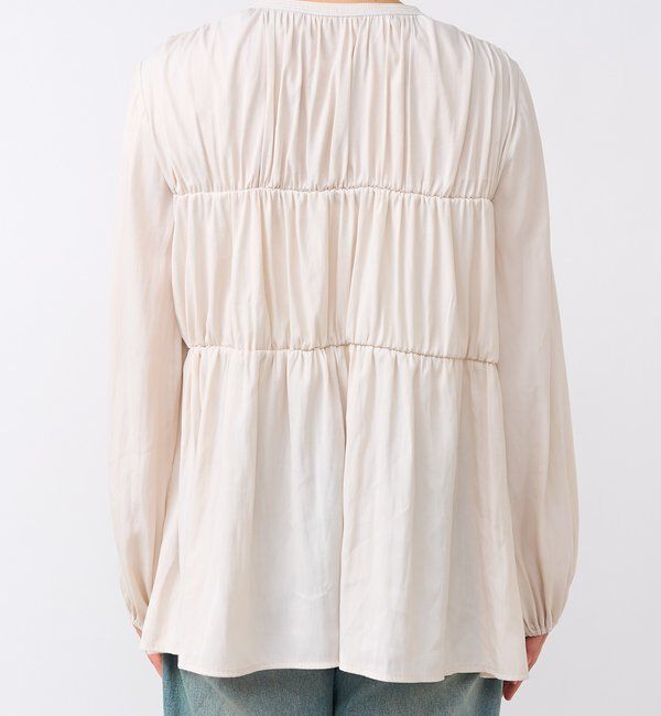  「【2WAY仕様】ギャザーストリングツイルブラウス」|シャツ・ブラウス|
