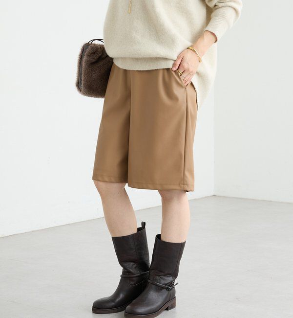  「【ハンサムな着こなしに】合皮ハーフパンツ」|チノ|
