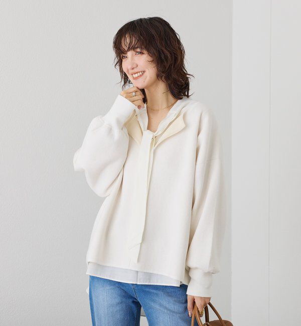  「【抜け感◎】キーネッククッションニット」|ニット・セーター|