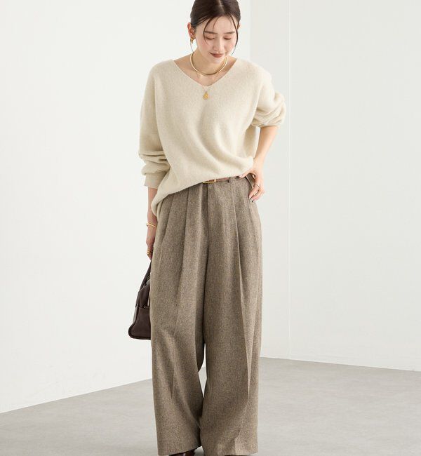  「【セットアップ対応可】ウーリーツイル2タックパンツ」|チノ|