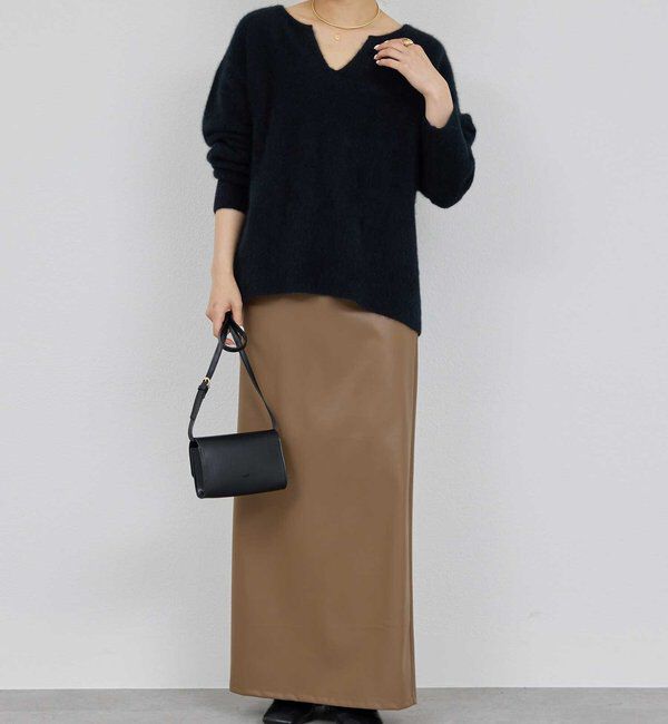  「【デコルテ美人ニット】ファーウールキーネックニット」|ニット・セーター|