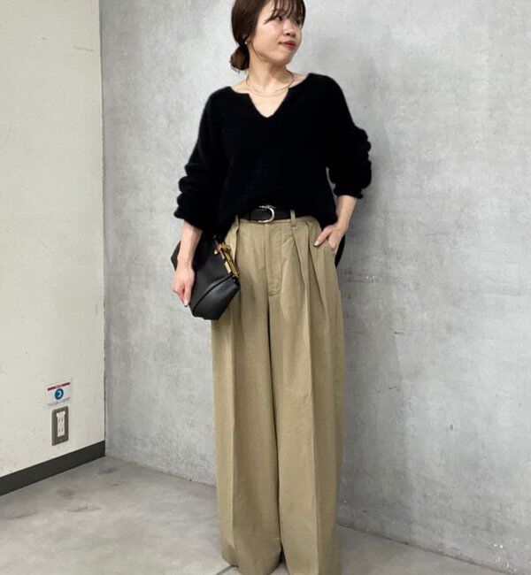  「【デコルテ美人ニット】ファーウールキーネックニット」|ニット・セーター|