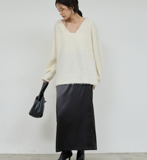  「【手洗い可能】ストレッチサテンタイトスカート」|スカート|