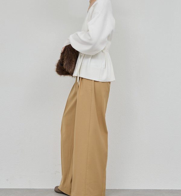  「【CHIKAコラボ】【着やせ&times;時短おしゃれ】タイ付き総針Vネックニット」|ニット・セーター|