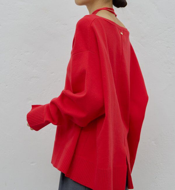  「【CHIKAコラボ】【着やせ&times;時短おしゃれ】タイ付き総針Vネックニット」|ニット・セーター|