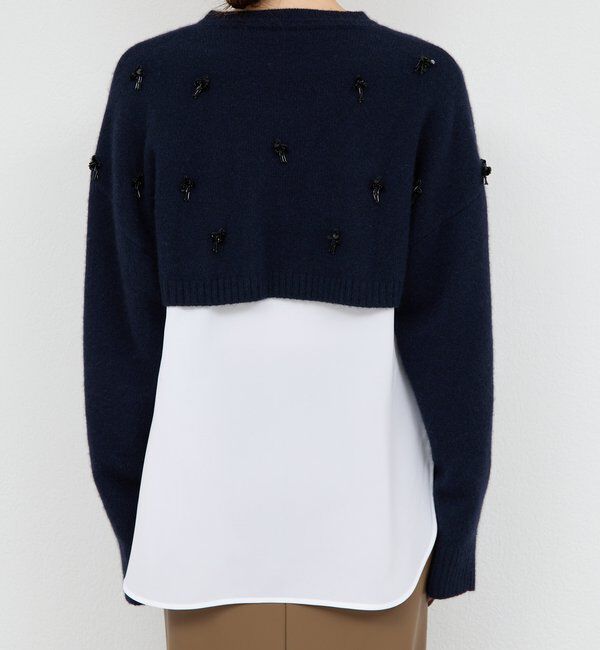  「【25th記念アイテム】ビジューショートVニット」|ニット・セーター|
