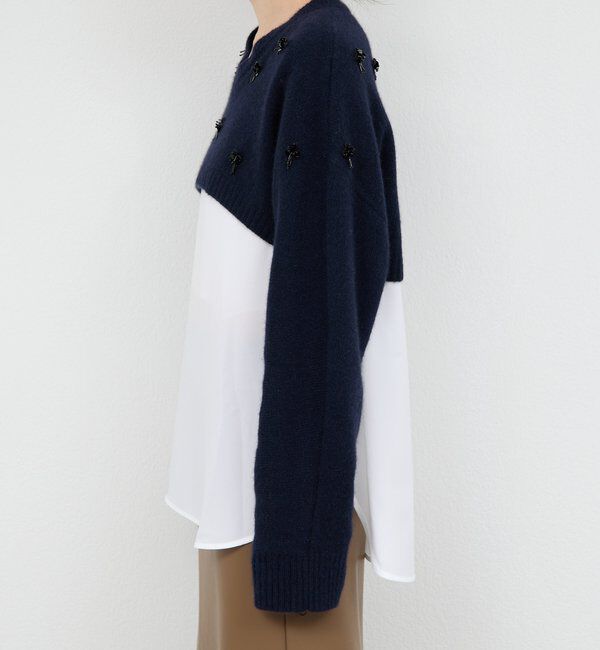  「【25th記念アイテム】ビジューショートVニット」|ニット・セーター|