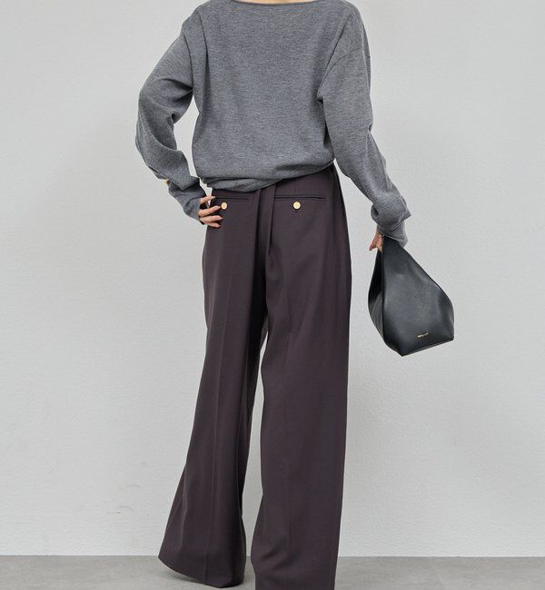  「ベルトレスタックワイドパンツ」|チノ|