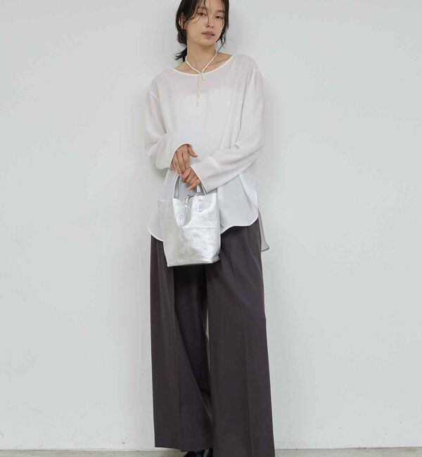  「ベルトレスタックワイドパンツ」|チノ|