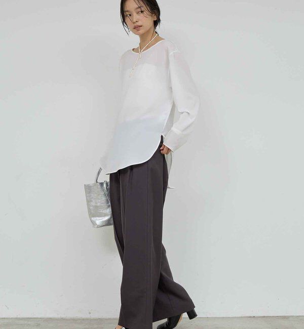  「ベルトレスタックワイドパンツ」|チノ|