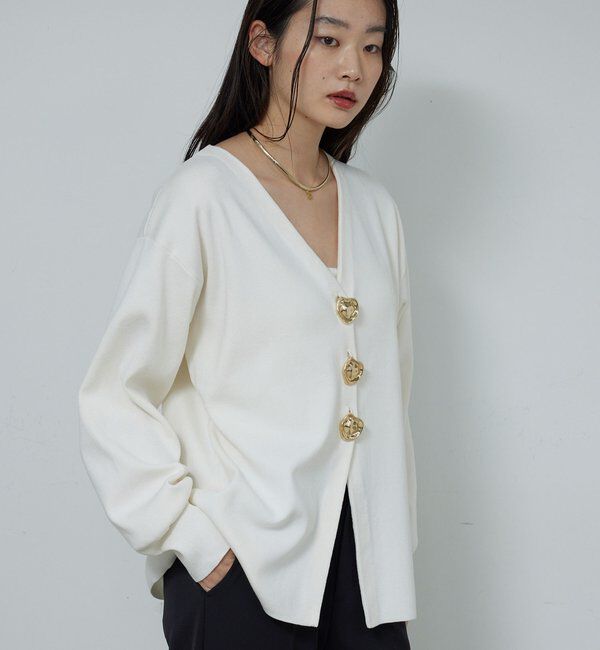  「ビジューVネックカーディガン」|ニット・セーター|