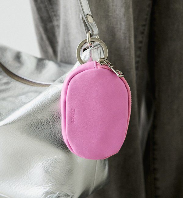  「ソフトレザーカラビナ付き横長ポーチ」|その他|ピンク