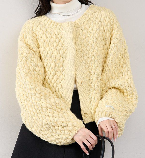  「ポコポコニットカーディガン」|カーディガン|イエロー