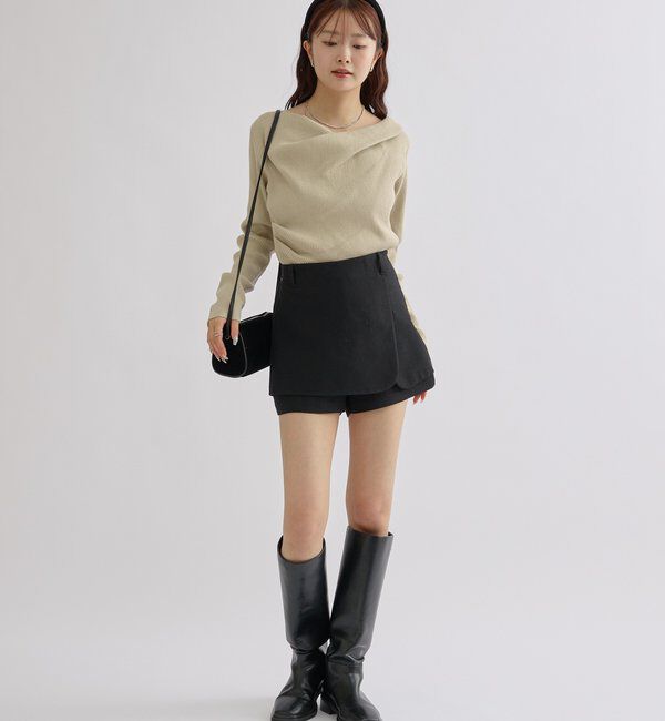  「オフショルリブニット」|ニット・セーター|