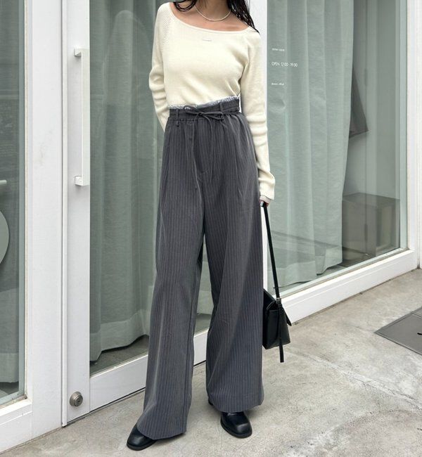  「プレート付きクルーリブニット」|ニット・セーター|