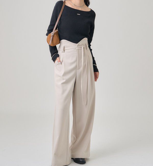  「プレート付きクルーリブニット」|ニット・セーター|