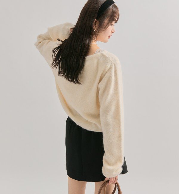  「スクエアネックニットカーディガン」|カーディガン|