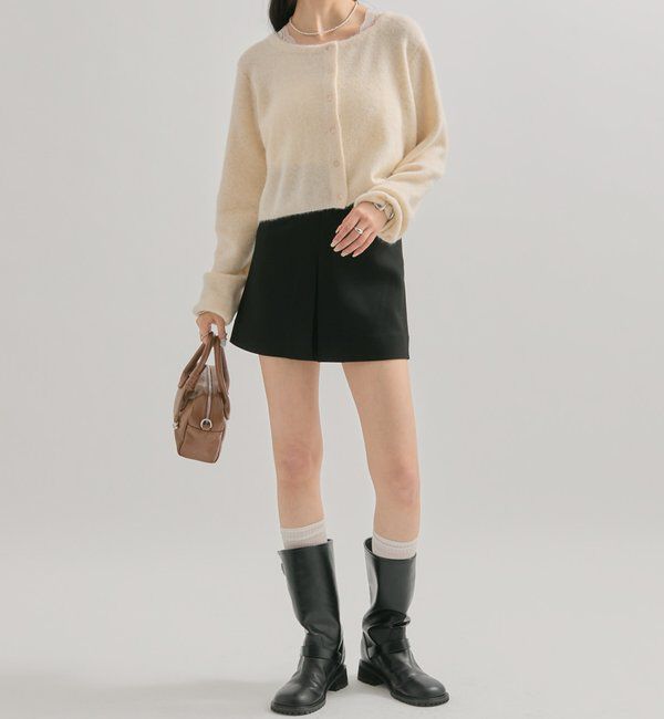  「スクエアネックニットカーディガン」|カーディガン|