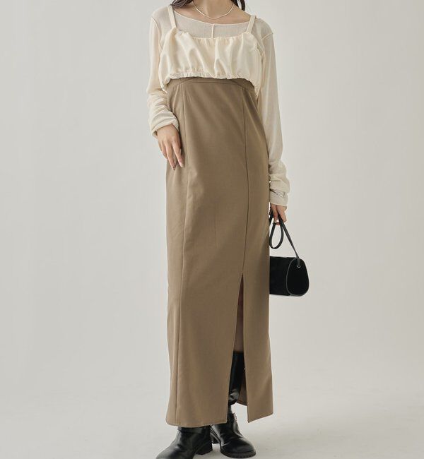  「ギャザービスチェSETワンピース」|ワンピース|