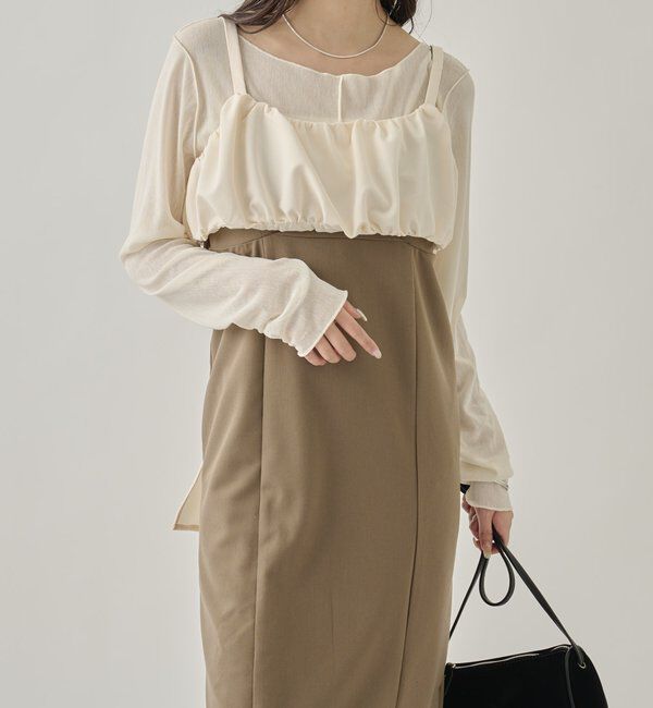  「ギャザービスチェSETワンピース」|ワンピース|