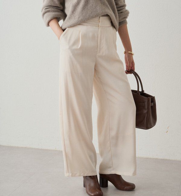  「ワイドベルトサテンパンツ 2nd」|チノ|