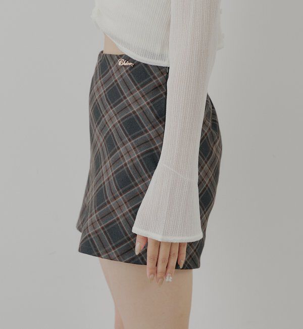  「2wayレイヤードチェックボックスタイトミニスカート」|スカート|