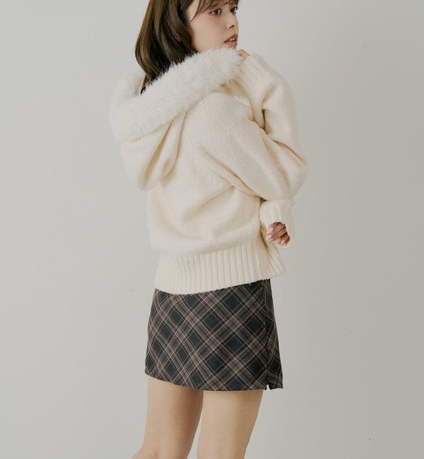  「【SALON by Chico】フードファーWジップニットカーディガン」|ニット・セーター|