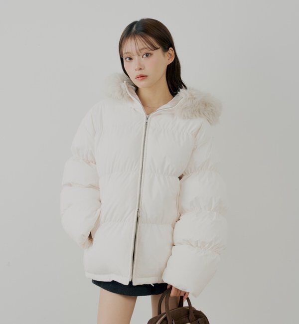  「【4色展開】ファー取り外しミドルルーズ中綿ブルゾン」|その他|