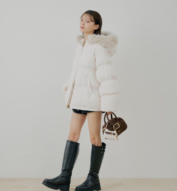  「【4色展開】ファー取り外しミドルルーズ中綿ブルゾン」|その他|