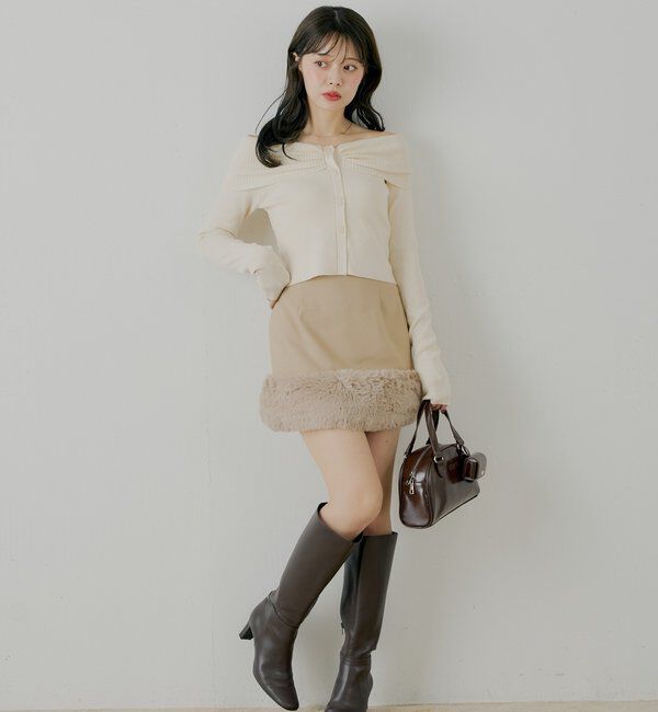  「フロントボタンオフショルニット」|ニット・セーター|
