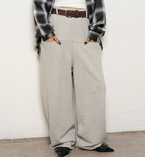  「【低身長・高身長対応】SLASH POCKET SWEAT EASY PANTS」|チノ|