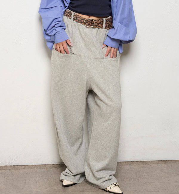  「【低身長・高身長対応】SLASH POCKET SWEAT EASY PANTS」|チノ|