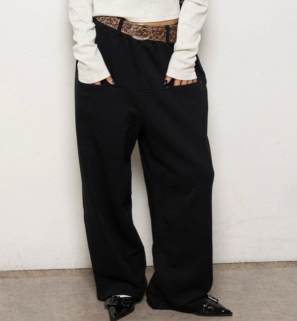  「【低身長・高身長対応】SLASH POCKET SWEAT EASY PANTS」|チノ|